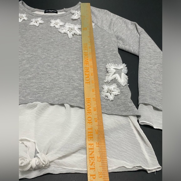 Cha cha vente women's Flowy top w/beading sheer bottom stars hem size Small - Picture 13 of 13